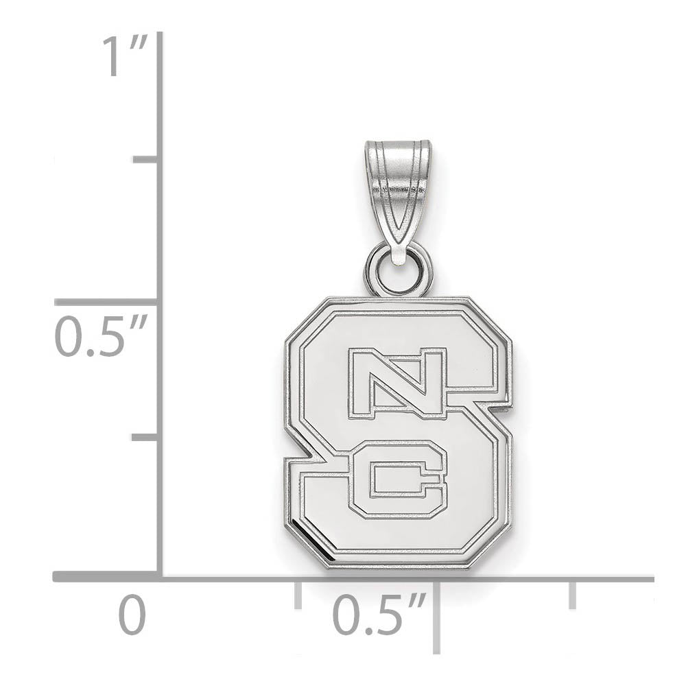 Alternate view of the 10k White Gold North Carolina State Small 'NCS' Pendant by The Black Bow Jewelry Co.