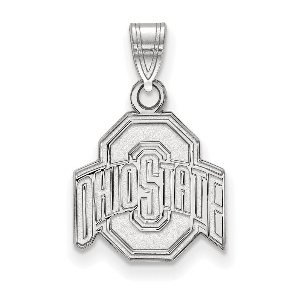 10k White Gold Ohio State Small Logo Pendant, Item P23294 by The Black Bow Jewelry Co.
