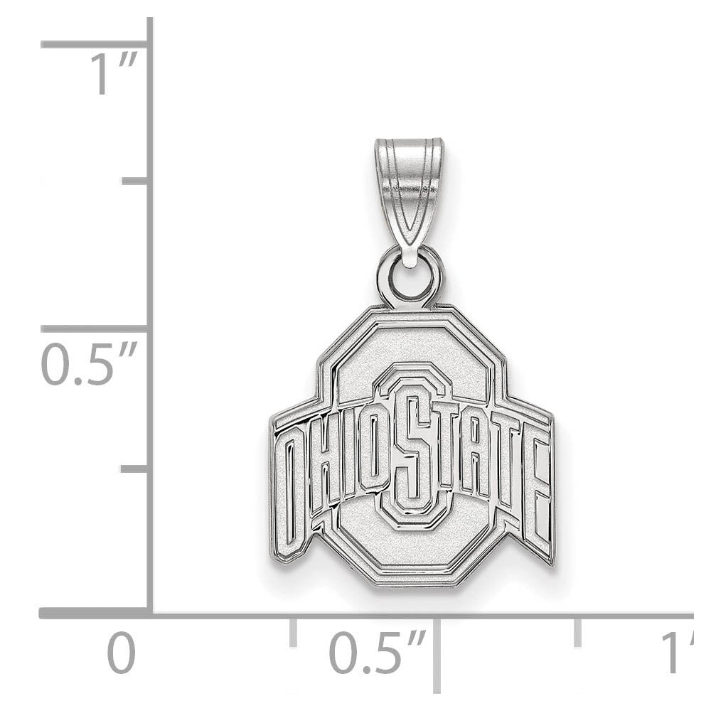 Alternate view of the 10k White Gold Ohio State Small Logo Pendant by The Black Bow Jewelry Co.