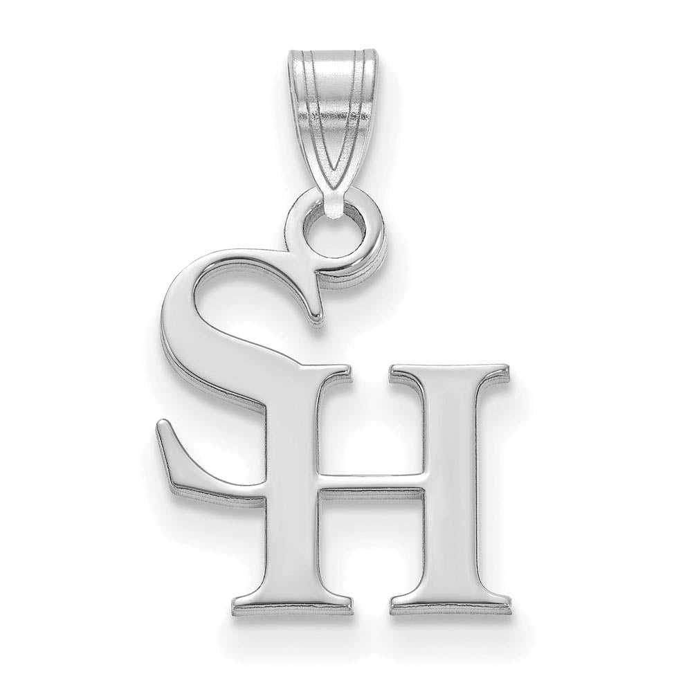 10k White Gold Sam Houston State Small Pendant, Item P23298 by The Black Bow Jewelry Co.