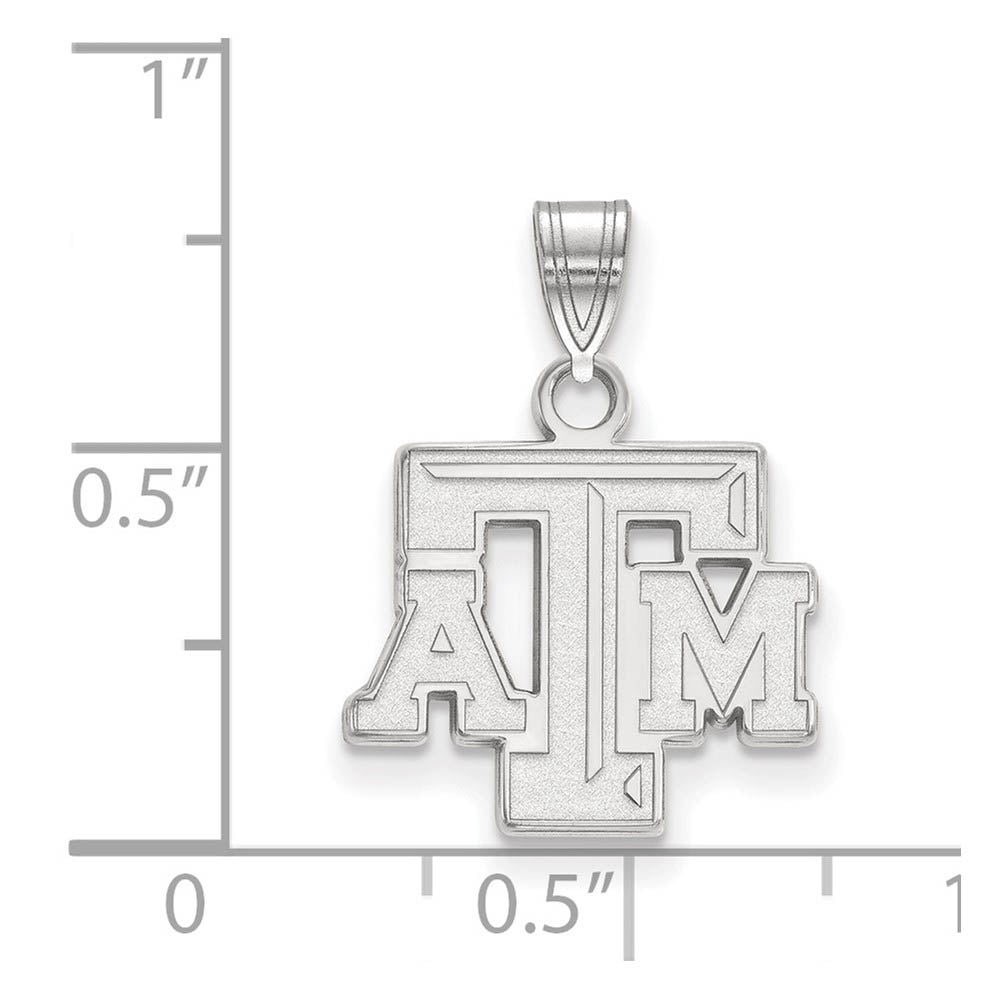 Alternate view of the 10k White Gold Texas A&M U. Small Fancy 'TAM' Pendant by The Black Bow Jewelry Co.