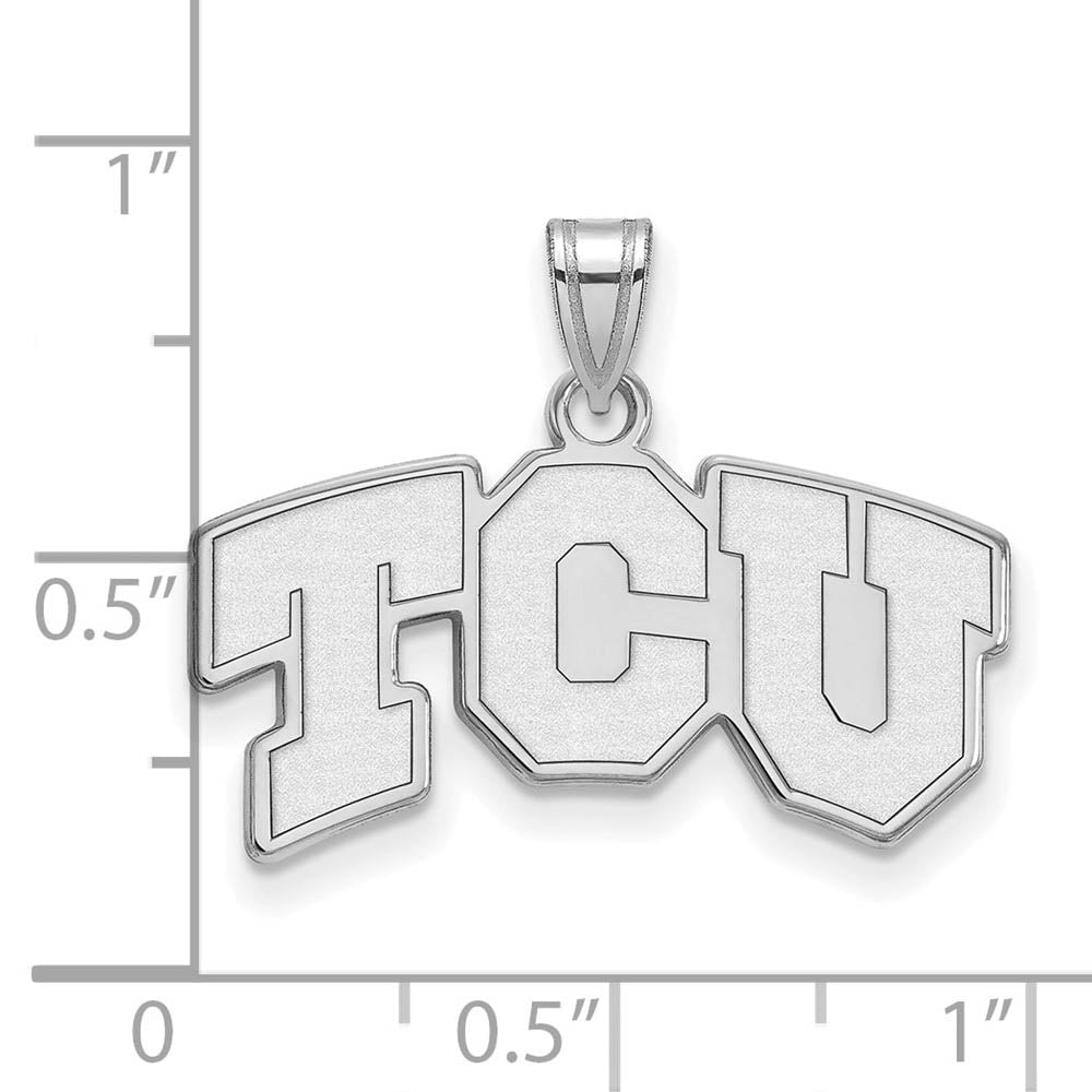 Alternate view of the 10k White Gold Texas Christian U. Small 'TCU' Pendant by The Black Bow Jewelry Co.