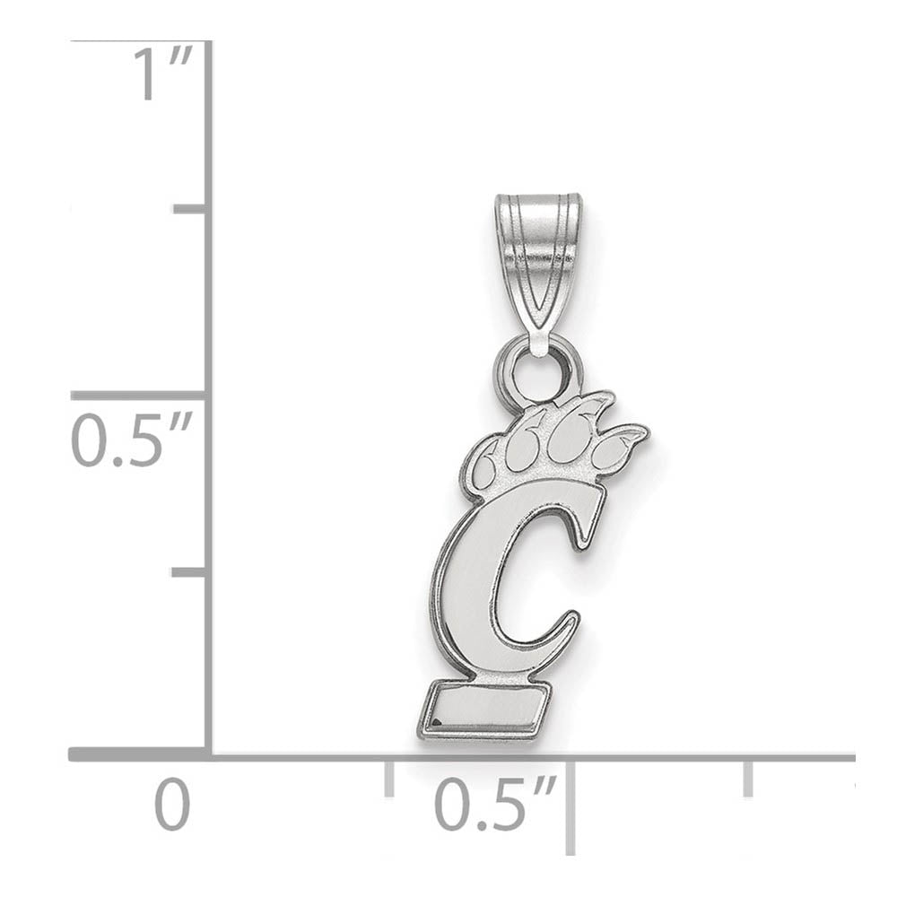 Alternate view of the 10k White Gold U of Cincinnati Small Pendant by The Black Bow Jewelry Co.
