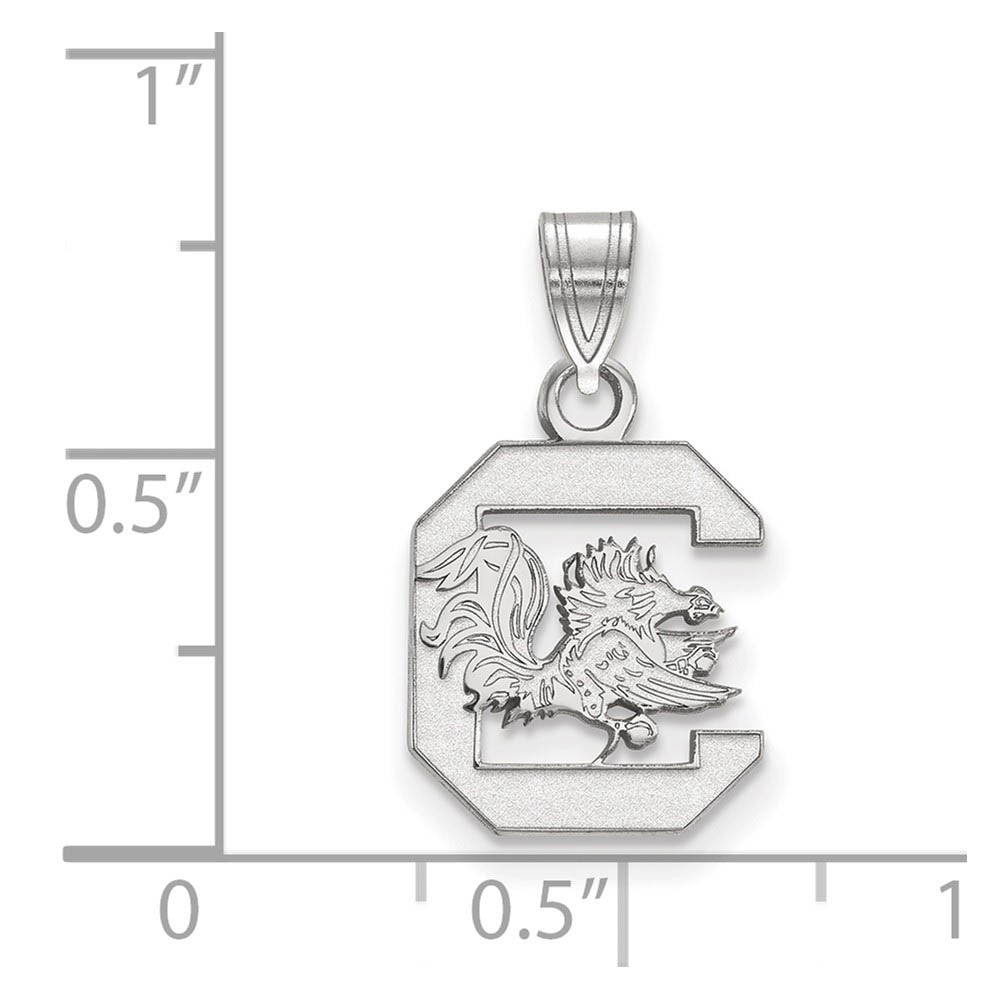 Alternate view of the 10k White Gold South Carolina Small Logo Pendant by The Black Bow Jewelry Co.