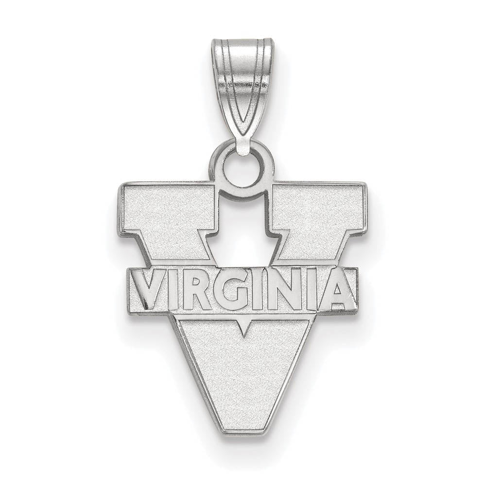 10k White Gold U. of Virginia Small 'V' Logo Pendant, Item P23318 by The Black Bow Jewelry Co.