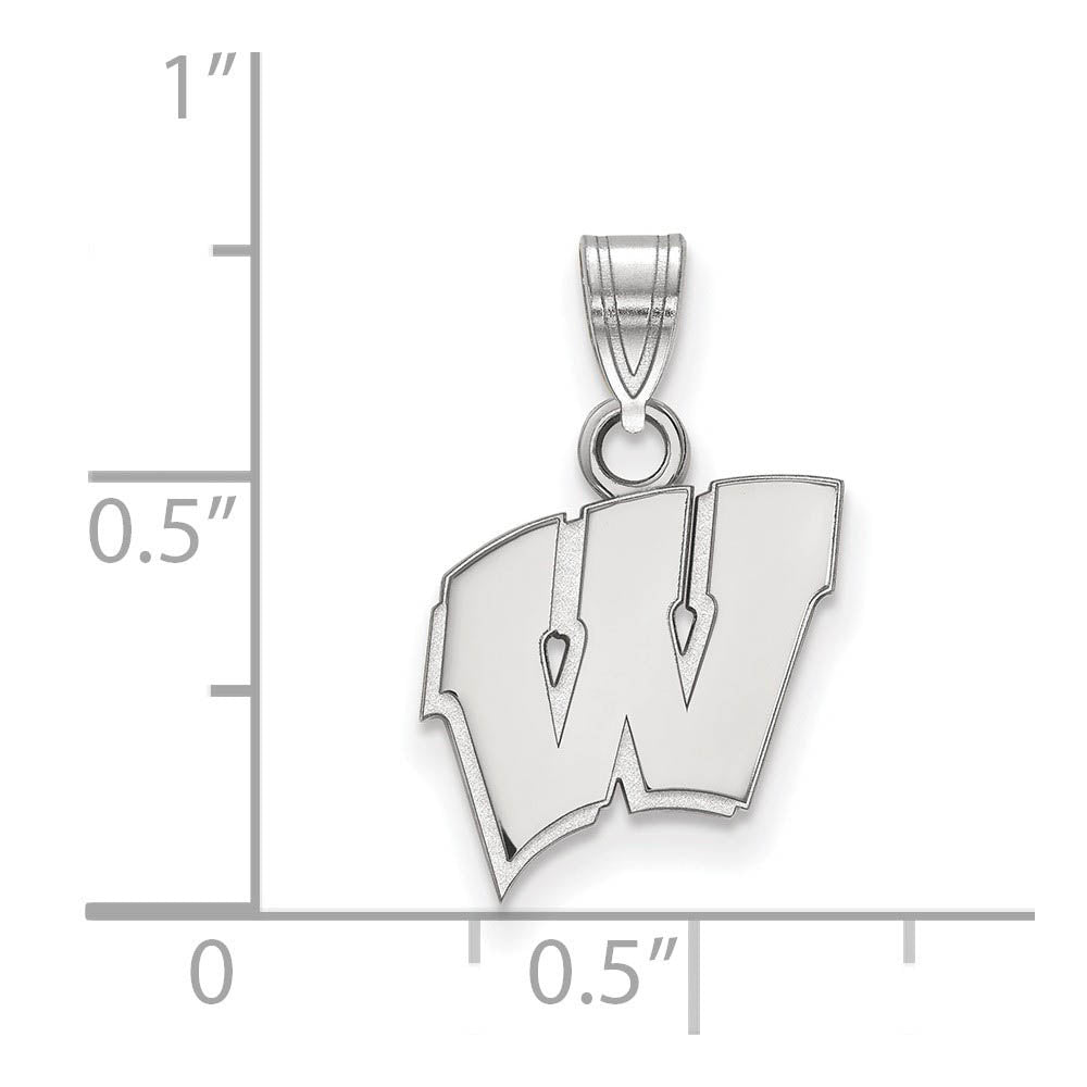 Alternate view of the 10k White Gold U. of Wisconsin Small Initial W Pendant by The Black Bow Jewelry Co.
