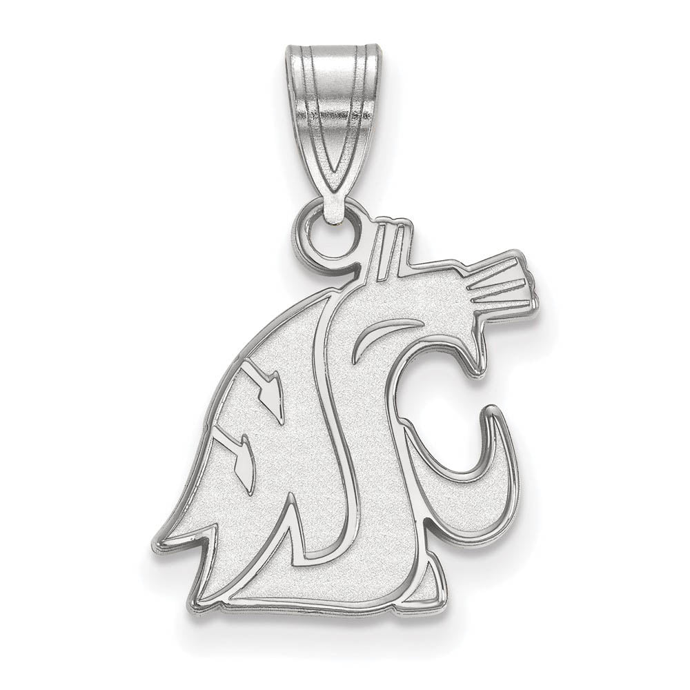 10k White Gold Washington State Medium Mascot Pendant, Item P23323 by The Black Bow Jewelry Co.