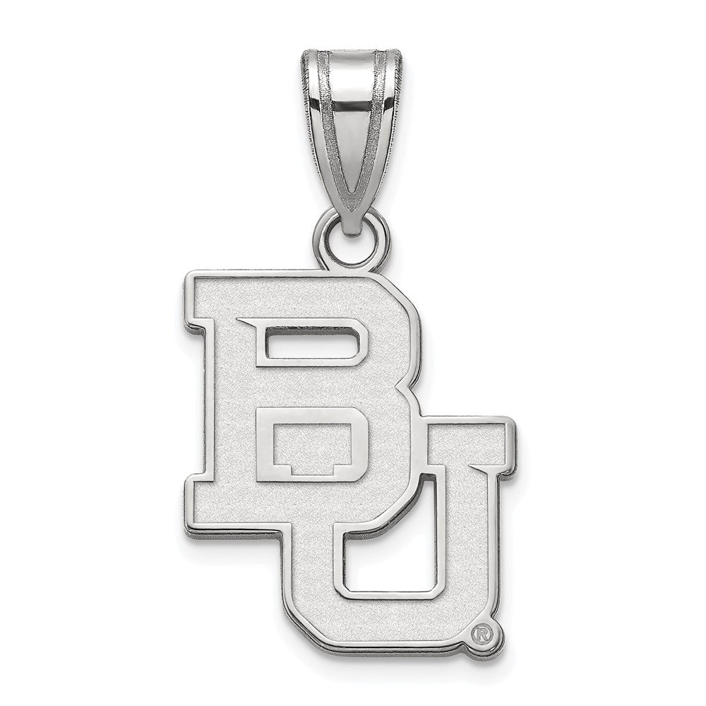 10k White Gold Baylor U Medium 'BU' Pendant, Item P23329 by The Black Bow Jewelry Co.
