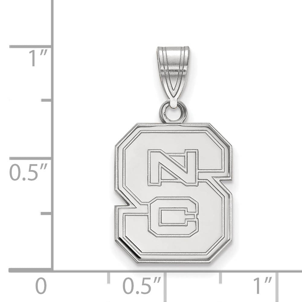 Alternate view of the 10k White Gold North Carolina State Medium 'NCS' Pendant by The Black Bow Jewelry Co.