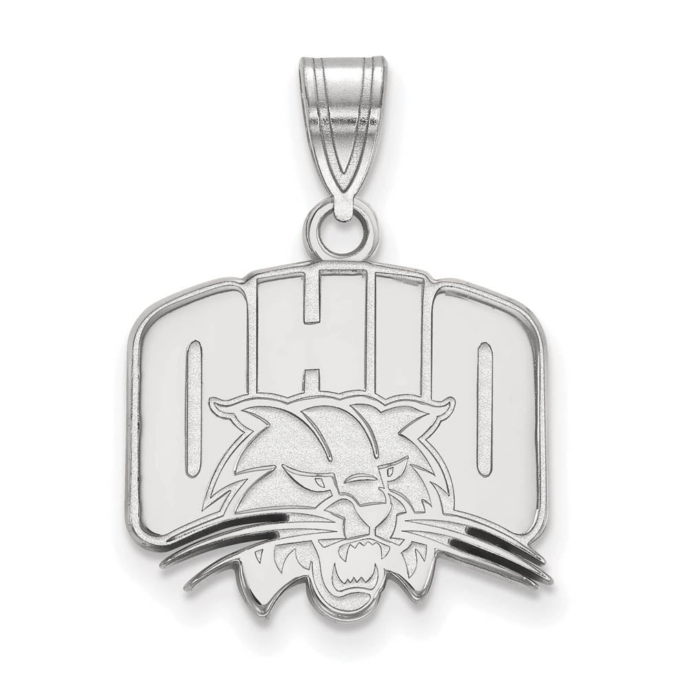 10k White Gold Ohio U. Medium Pendant, Item P23344 by The Black Bow Jewelry Co.