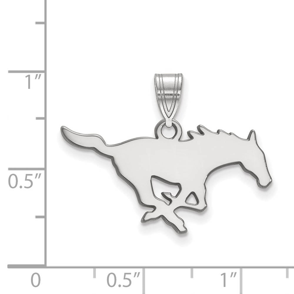 Alternate view of the 10k White Gold Southern Methodist U. Medium Pendant by The Black Bow Jewelry Co.