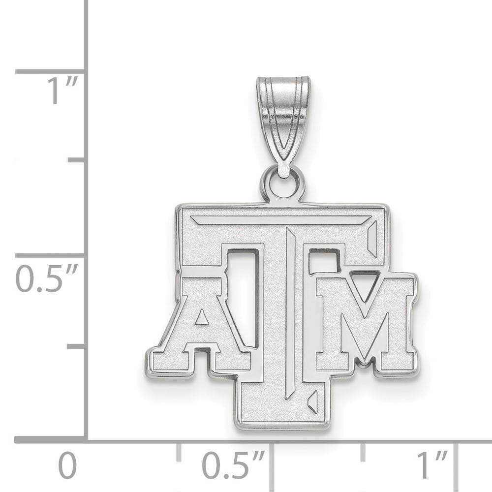 Alternate view of the 10k White Gold Texas A&M U. Medium Fancy 'TAM' Pendant by The Black Bow Jewelry Co.