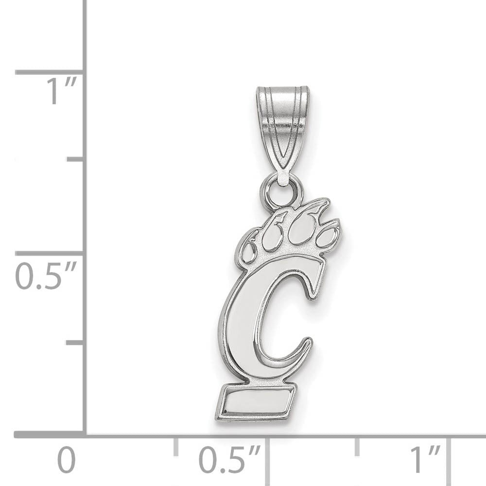 Alternate view of the 10k White Gold U of Cincinnati Medium Logo Pendant by The Black Bow Jewelry Co.