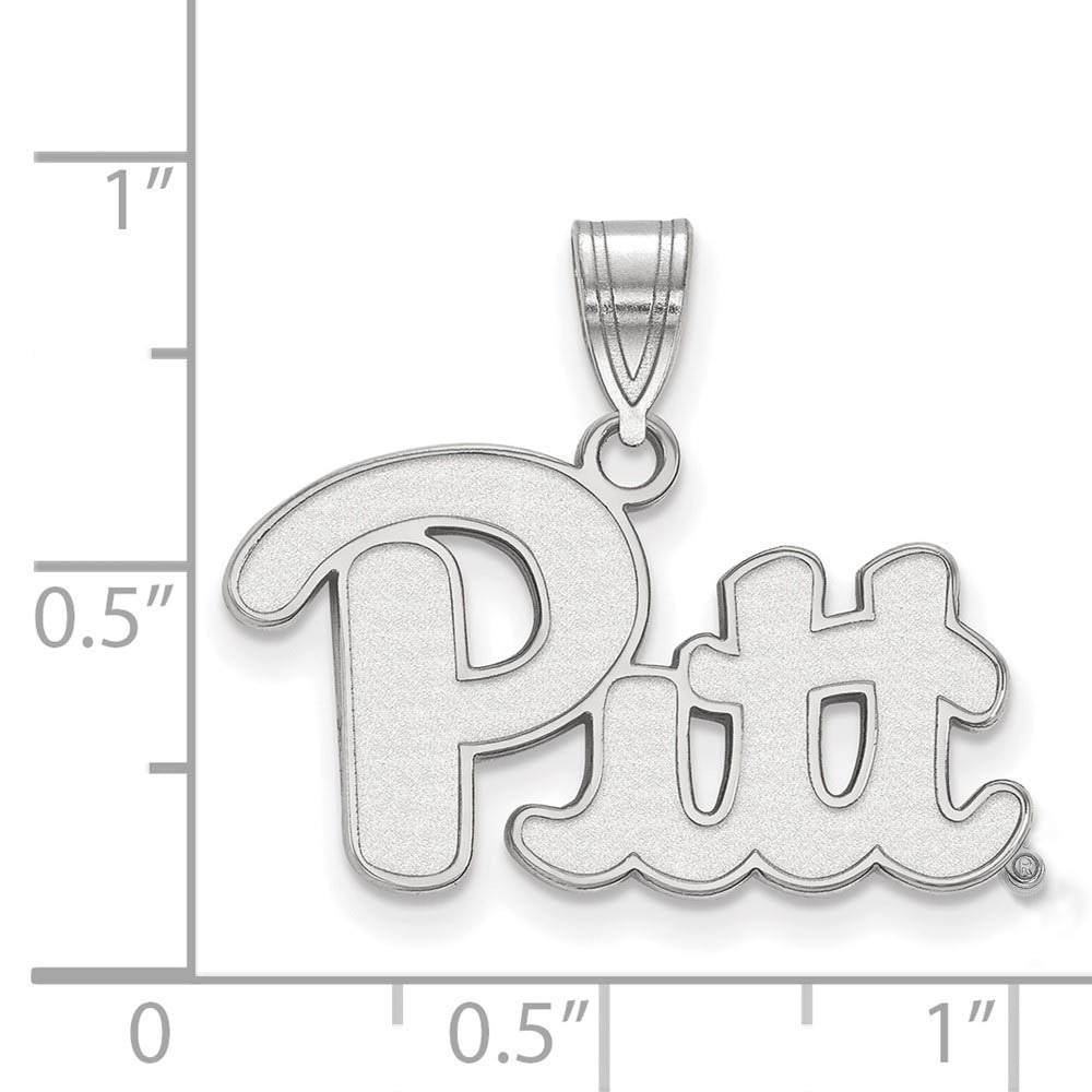 Alternate view of the 10k White Gold U. of Pittsburgh Medium 'Pitt' Pendant by The Black Bow Jewelry Co.