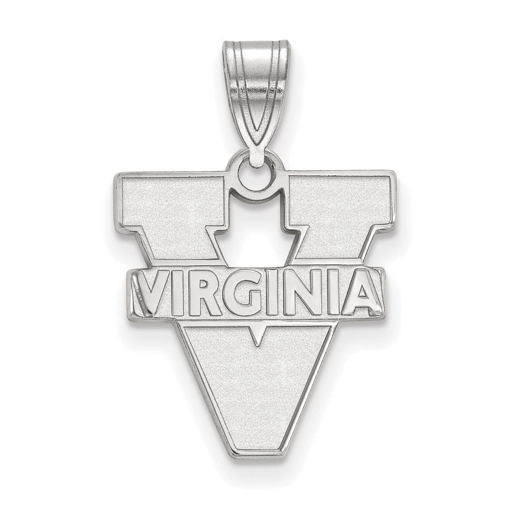 10k White Gold U. of Virginia Medium 'V' Logo Pendant, Item P23366 by The Black Bow Jewelry Co.