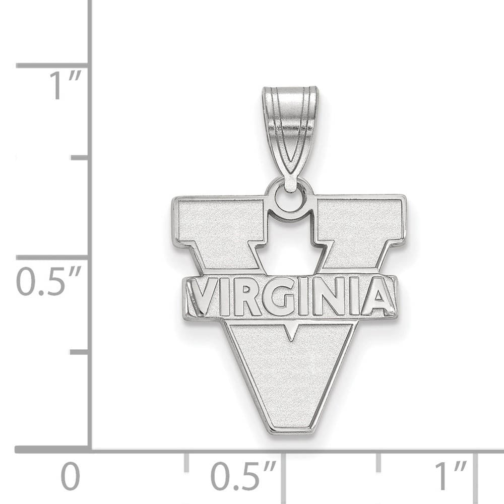 Alternate view of the 10k White Gold U. of Virginia Medium 'V' Logo Pendant by The Black Bow Jewelry Co.