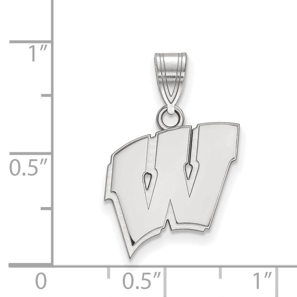 Alternate view of the 10k White Gold U. of Wisconsin Medium Initial W Pendant by The Black Bow Jewelry Co.