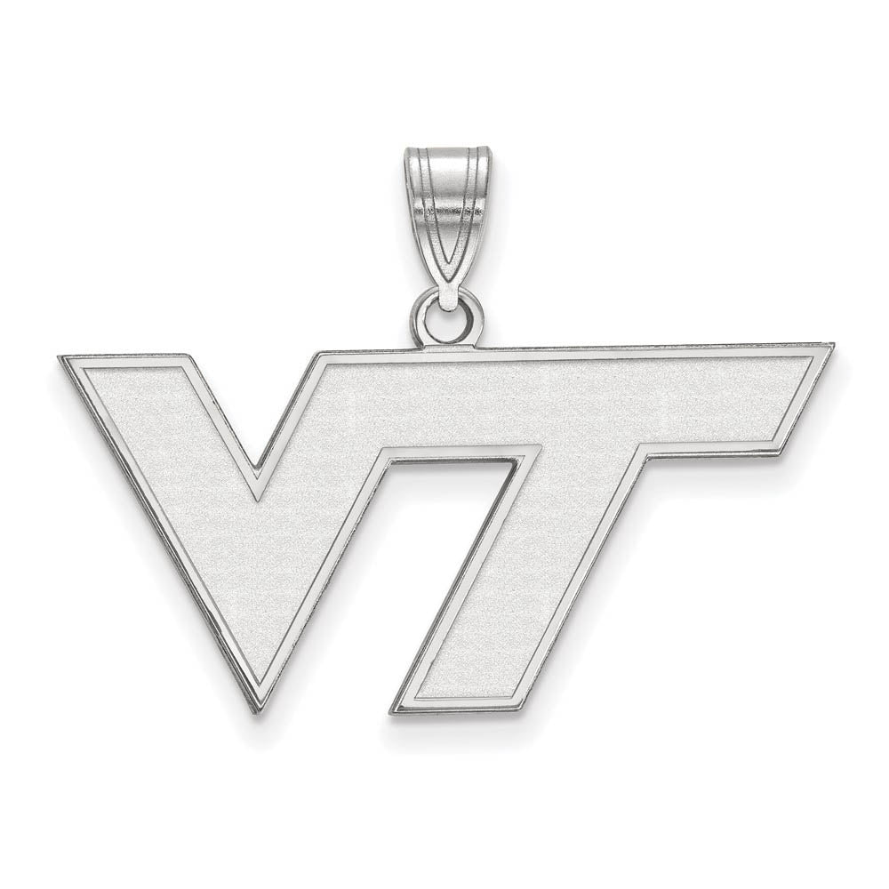 10k White Gold Virginia Tech Medium Logo Pendant, Item P23370 by The Black Bow Jewelry Co.