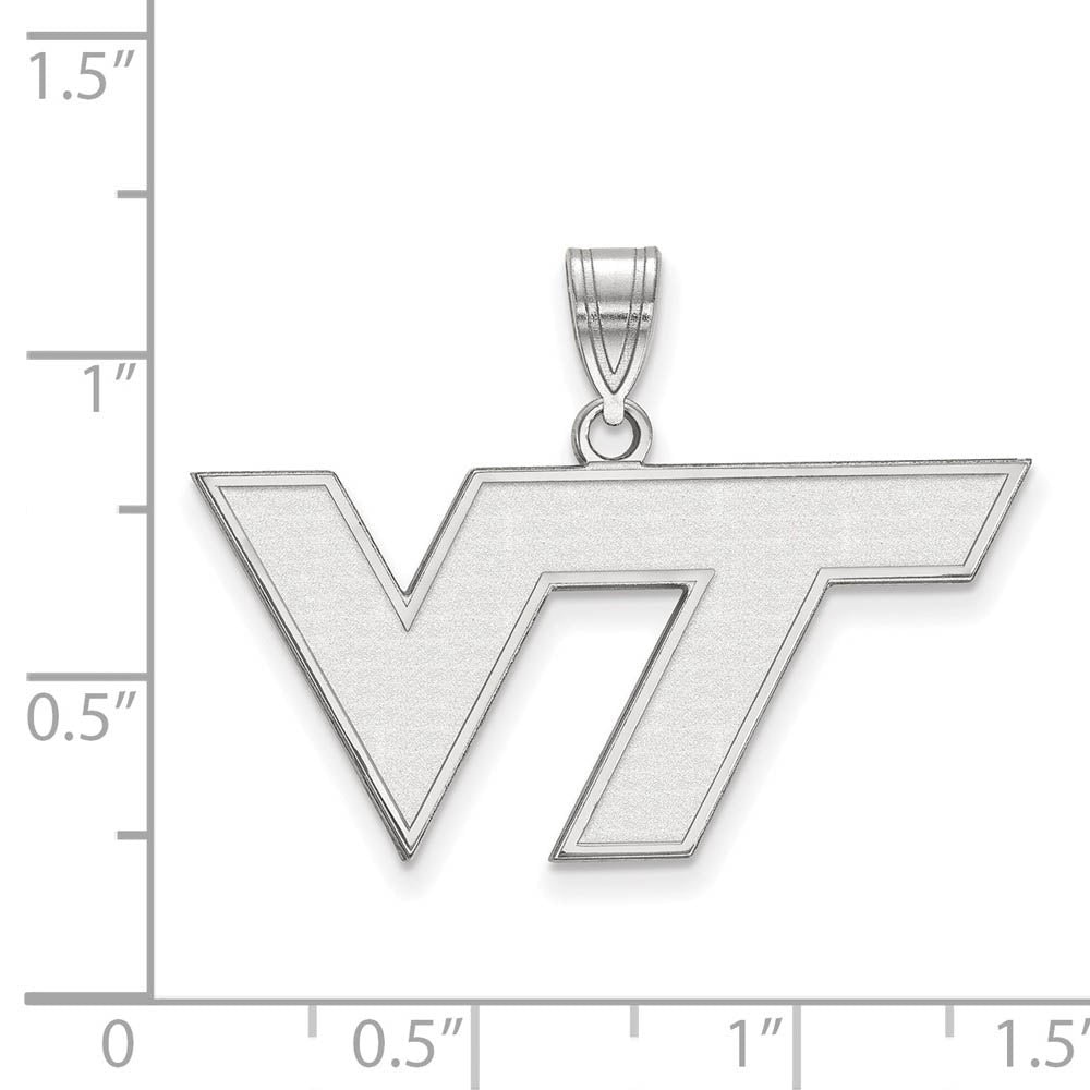 Alternate view of the 10k White Gold Virginia Tech Medium Logo Pendant by The Black Bow Jewelry Co.