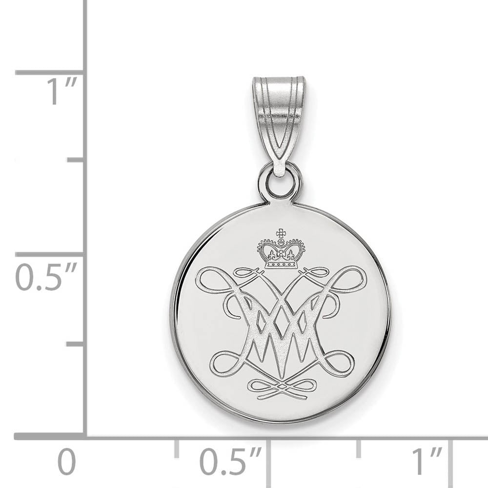 Alternate view of the 10k White Gold William and Mary Medium Disc Pendant by The Black Bow Jewelry Co.