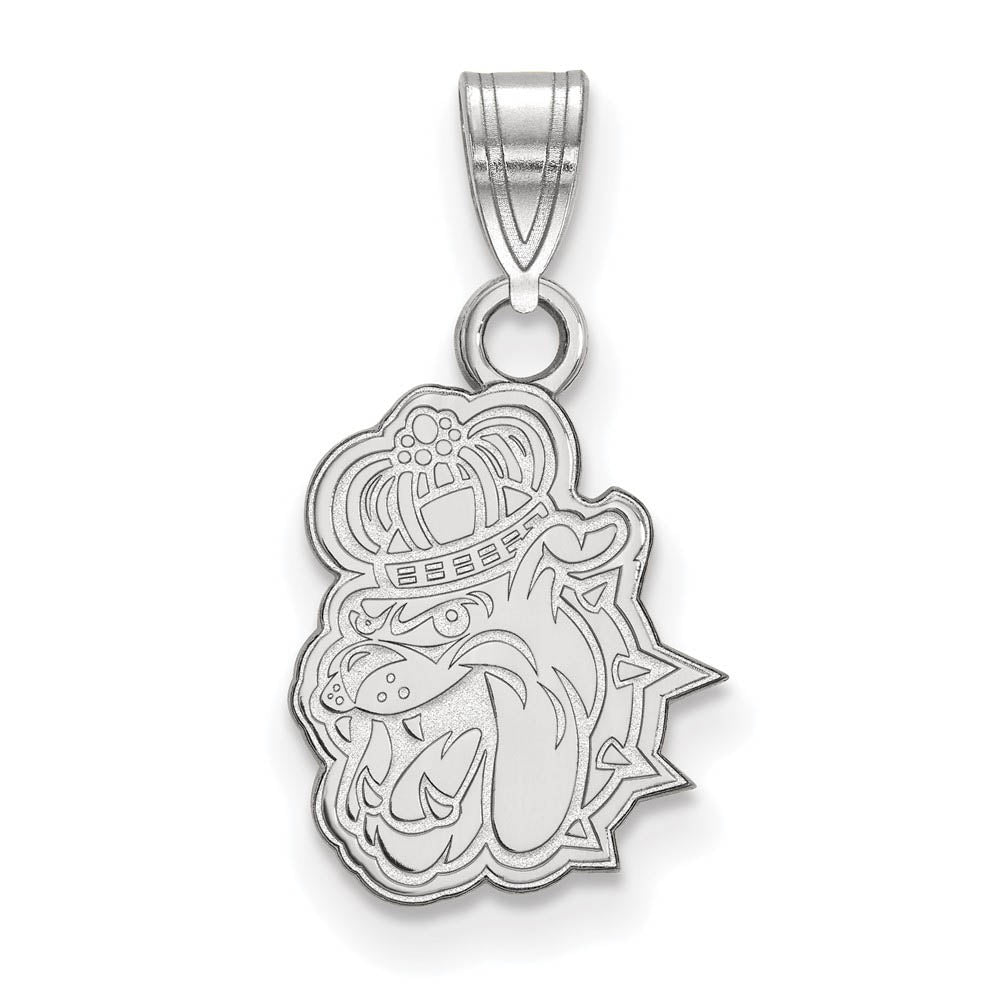10k White Gold James Madison U Small Mascot Pendant, Item P23395 by The Black Bow Jewelry Co.