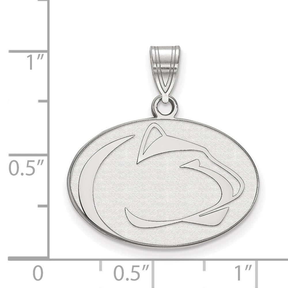 Alternate view of the 10k White Gold Penn State Medium Pendant by The Black Bow Jewelry Co.