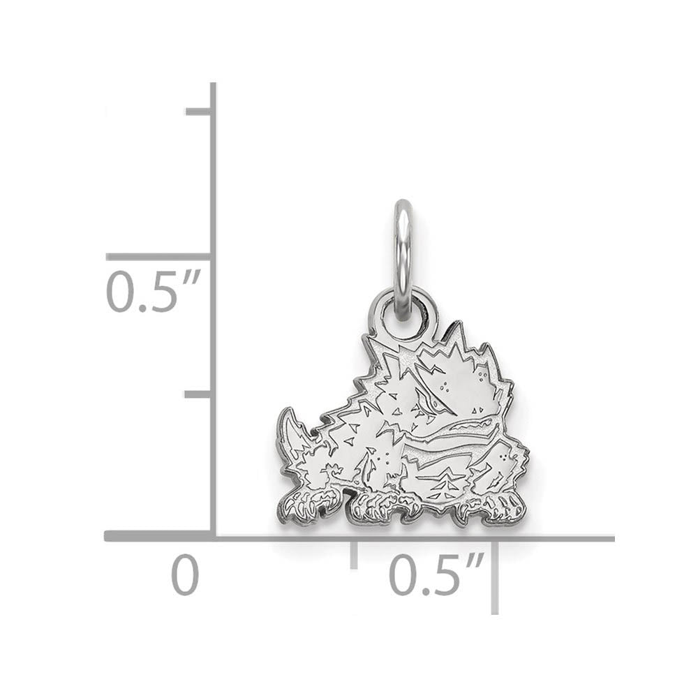 Alternate view of the 10k White Gold Texas Christian U. XS (Tiny) Charm or Pendant by The Black Bow Jewelry Co.