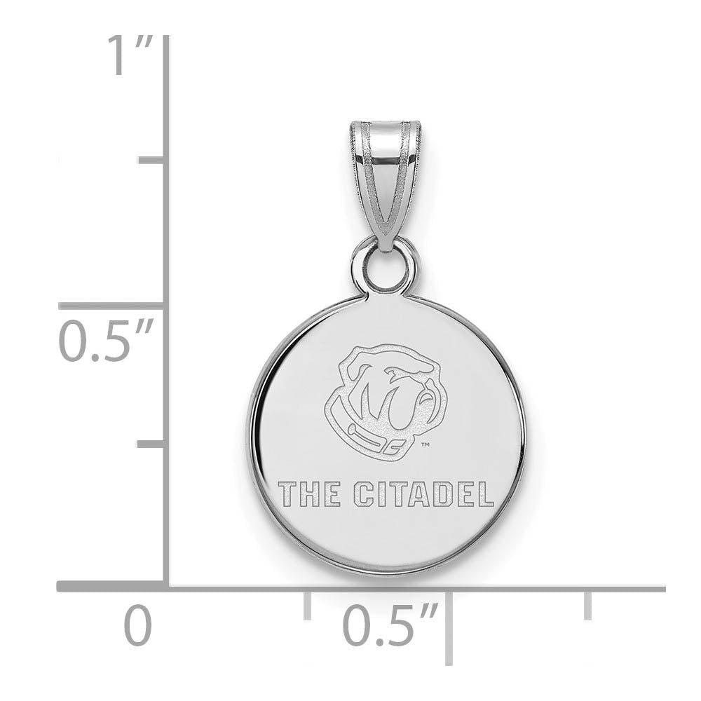 Alternate view of the 10K White Gold The Citadel Small Bulldogs Disc Pendant by The Black Bow Jewelry Co.