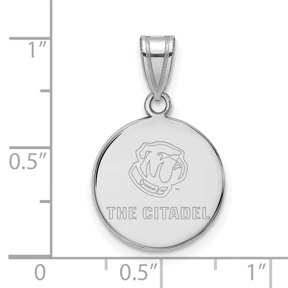 Alternate view of the 10K White Gold The Citadel Medium Bulldogs Disc Pendant by The Black Bow Jewelry Co.