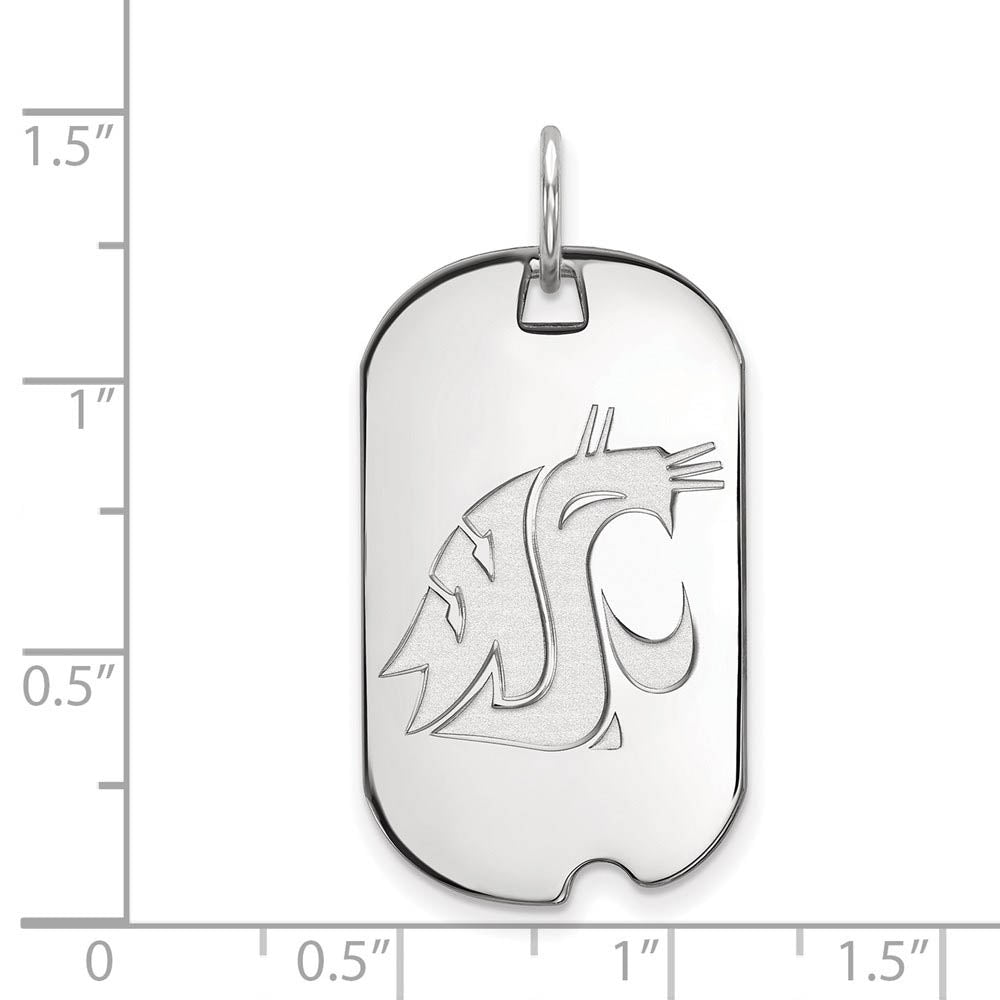 Alternate view of the 10k White Gold Washington State Mascot Dog Tag Pendant by The Black Bow Jewelry Co.