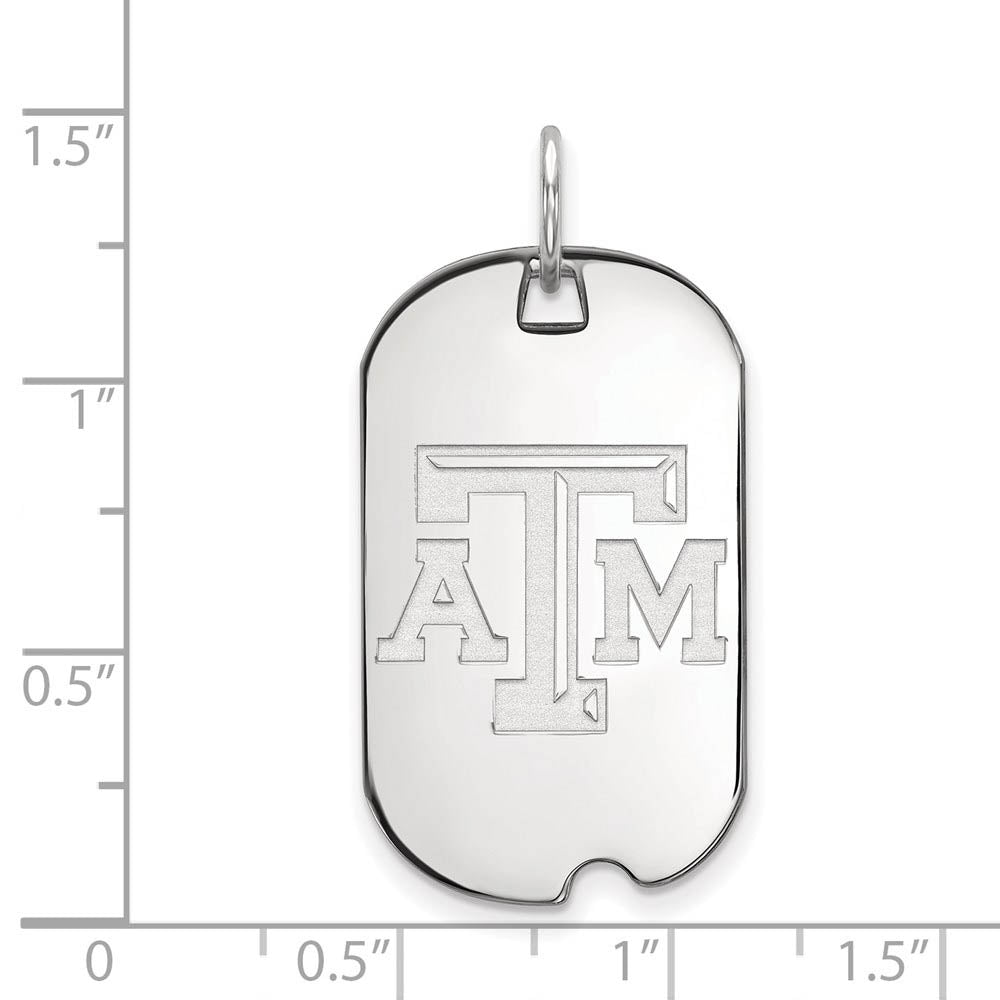 Alternate view of the 10k White Gold Texas A&M U. Dog Tag Pendant by The Black Bow Jewelry Co.