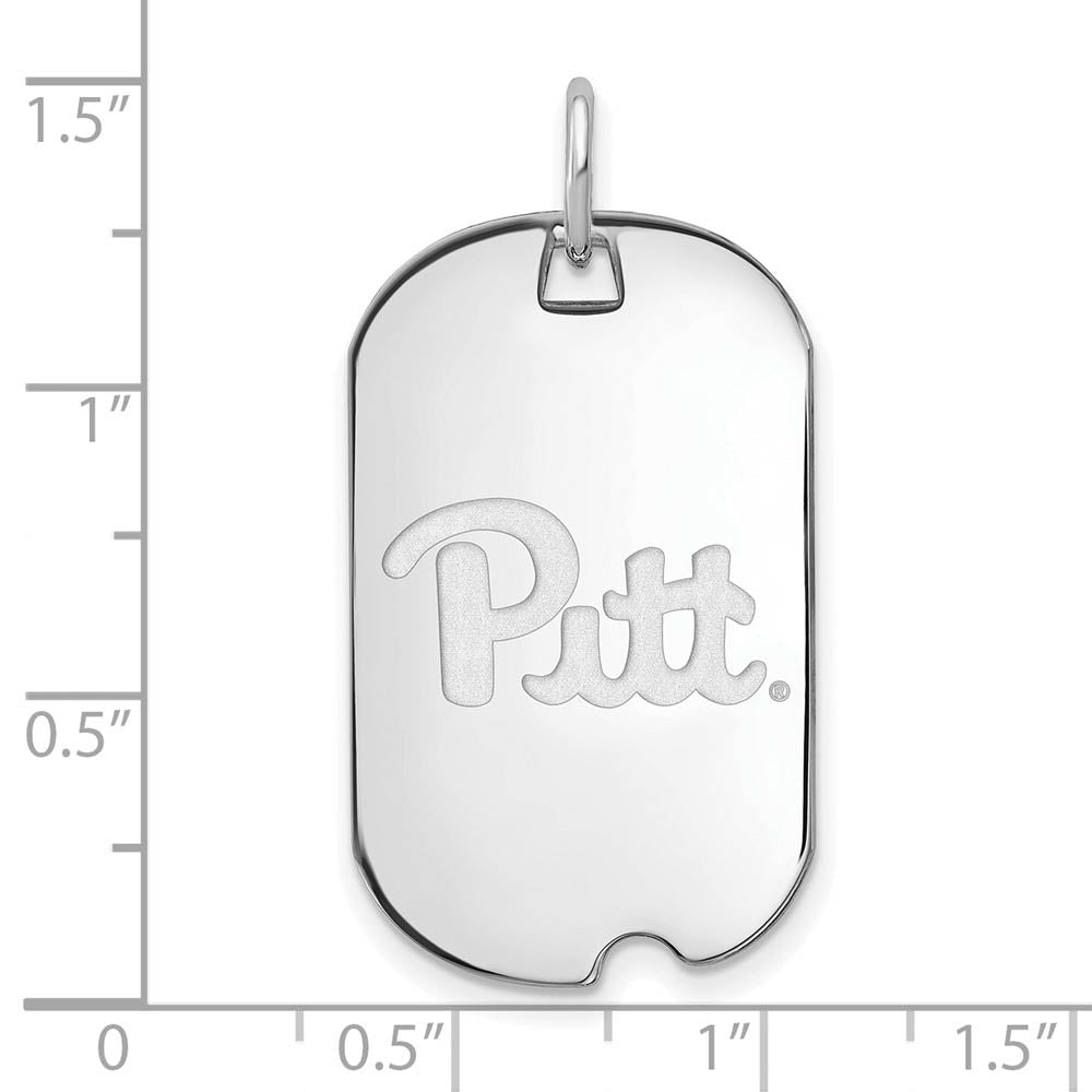 Alternate view of the 10k White Gold U. of Pittsburgh Dog Tag Pendant by The Black Bow Jewelry Co.