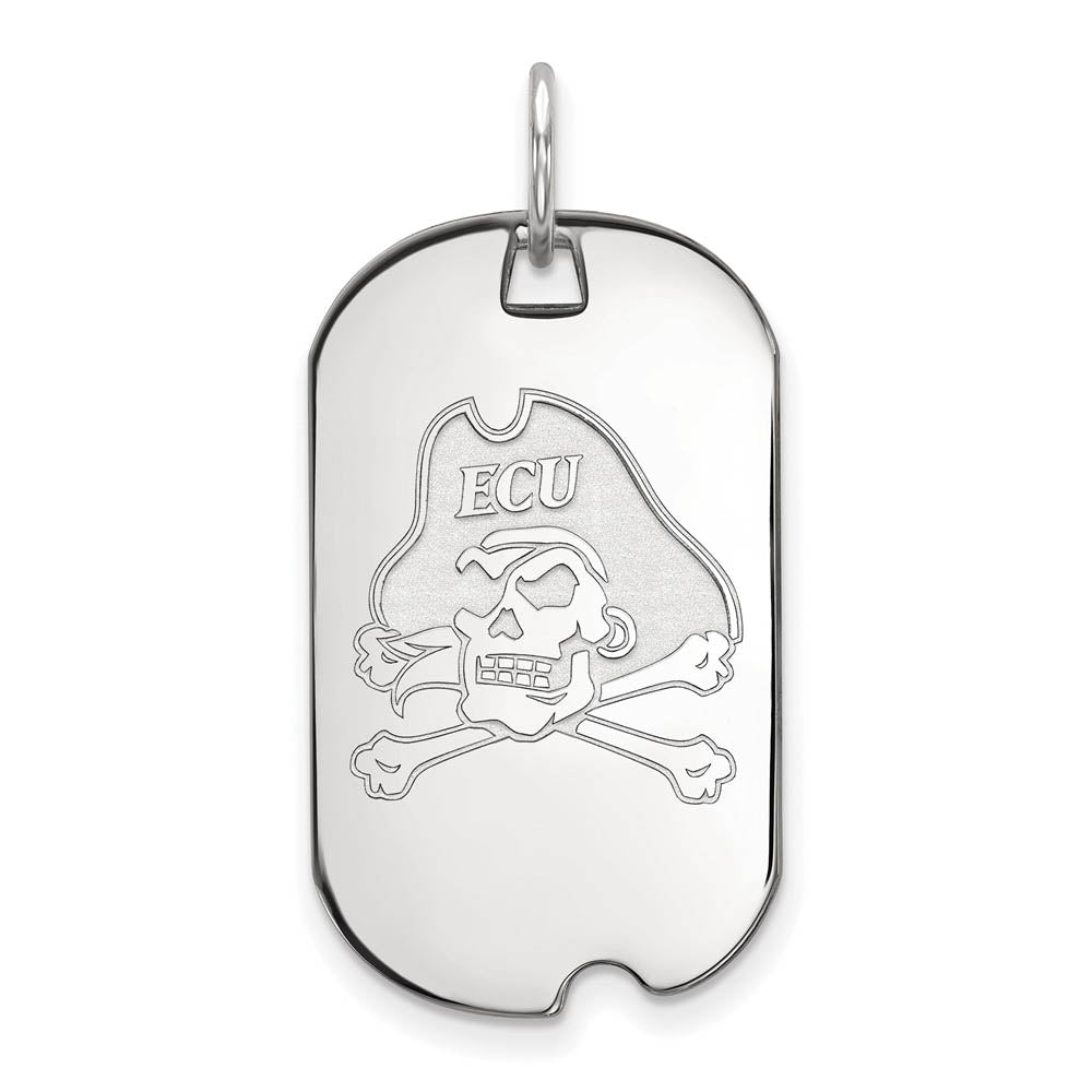 10k White Gold East Carolina U Dog Tag Pendant, Item P23446 by The Black Bow Jewelry Co.