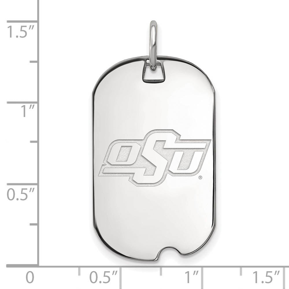 Alternate view of the 10k White Gold Oklahoma State Dog Tag Pendant by The Black Bow Jewelry Co.