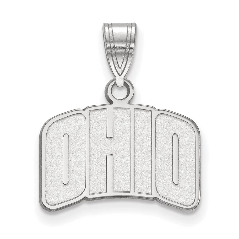 10k White Gold Ohio U. Small Pendant, Item P23457 by The Black Bow Jewelry Co.