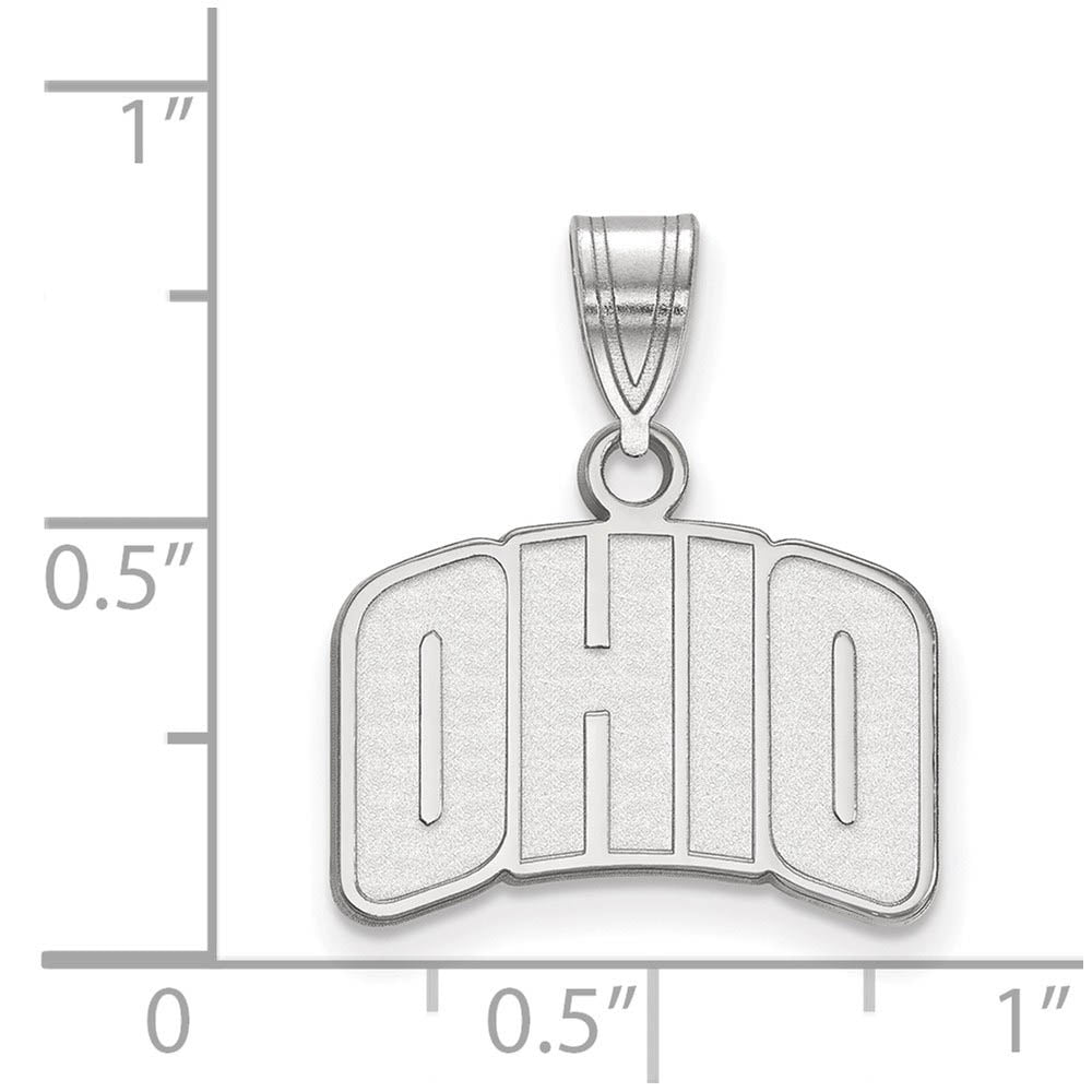Alternate view of the 10k White Gold Ohio U. Small Pendant by The Black Bow Jewelry Co.