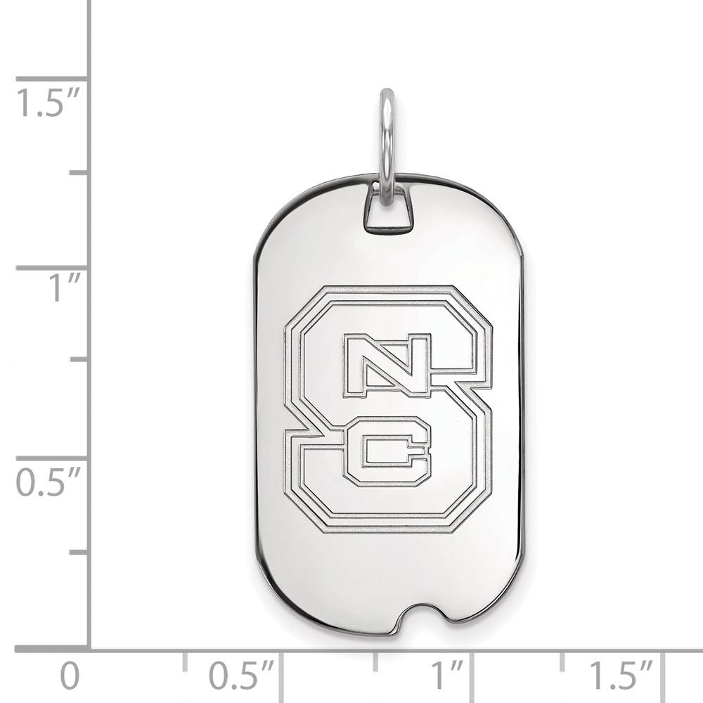 Alternate view of the 10k White Gold North Carolina State 'NCS' Dog Tag Pendant by The Black Bow Jewelry Co.
