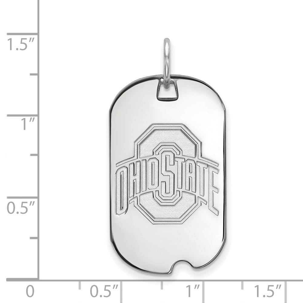 Alternate view of the 10k White Gold Ohio State Dog Tag Pendant by The Black Bow Jewelry Co.