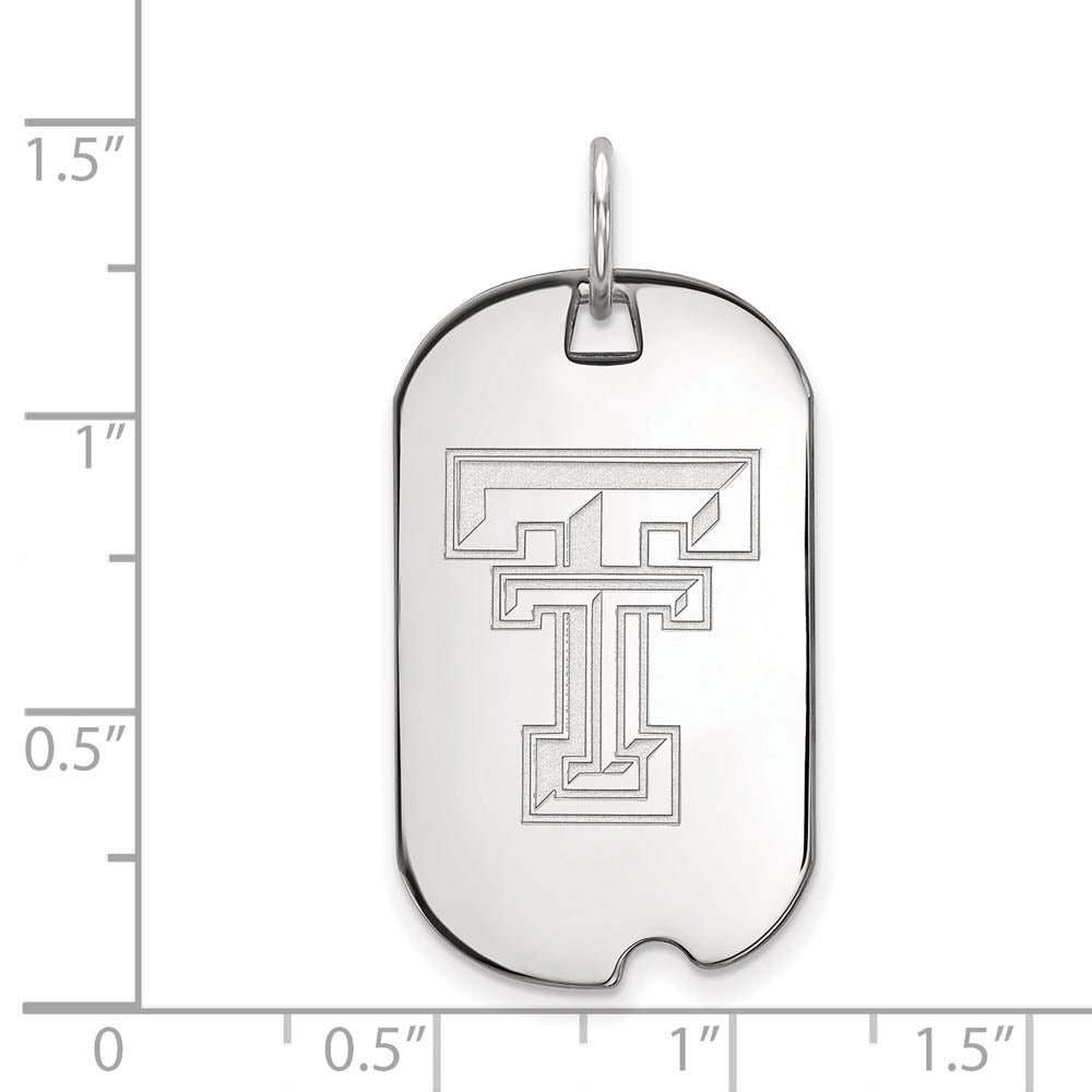 Alternate view of the 10k White Gold Texas Tech U. Dog Tag Pendant by The Black Bow Jewelry Co.
