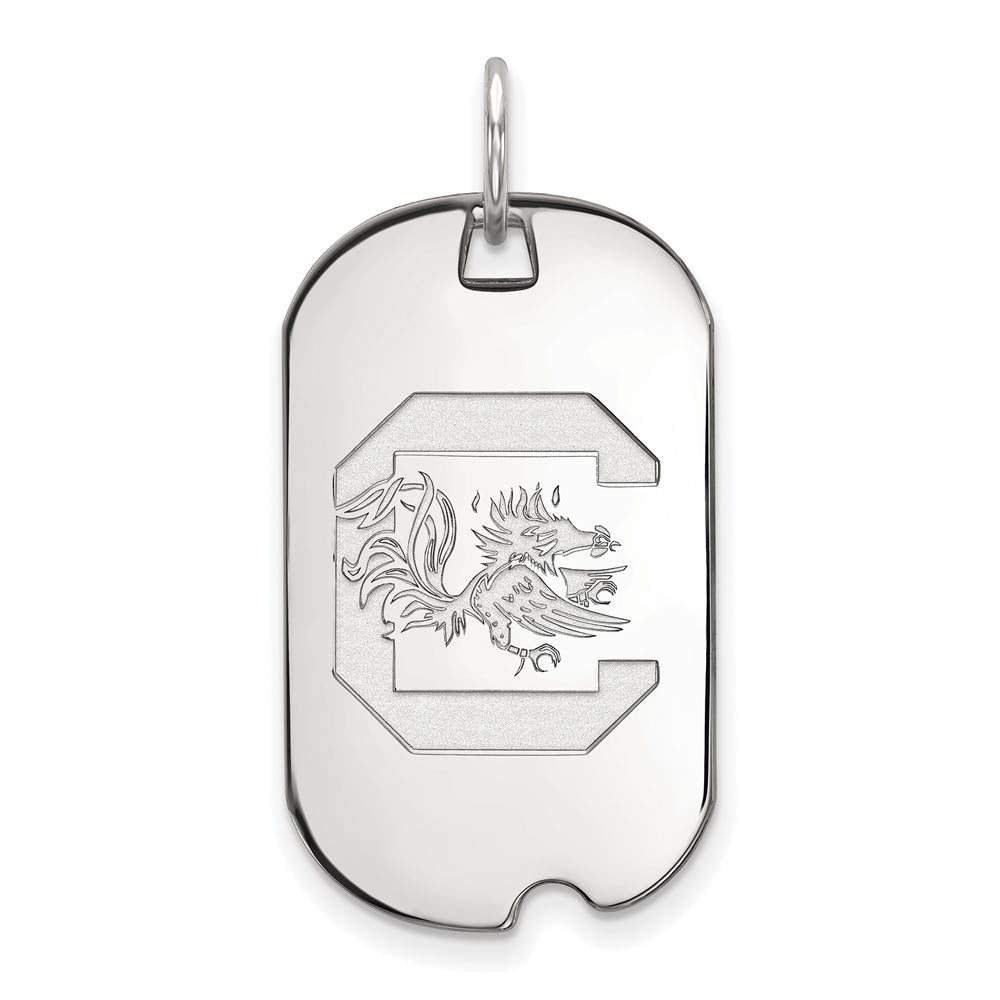 10k White Gold South Carolina Dog Tag Pendant, Item P23466 by The Black Bow Jewelry Co.