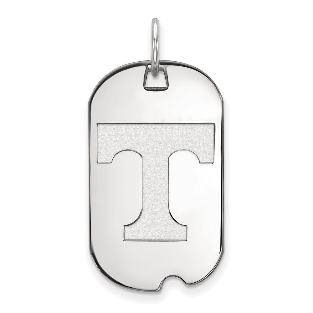 10k White Gold U. of Tennessee Initial T Dog Tag Pendant, Item P23467 by The Black Bow Jewelry Co.