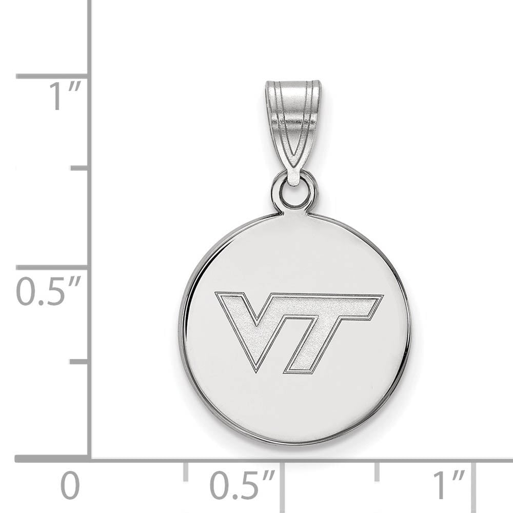Alternate view of the 10k White Gold Virginia Tech Medium Logo Disc Pendant by The Black Bow Jewelry Co.