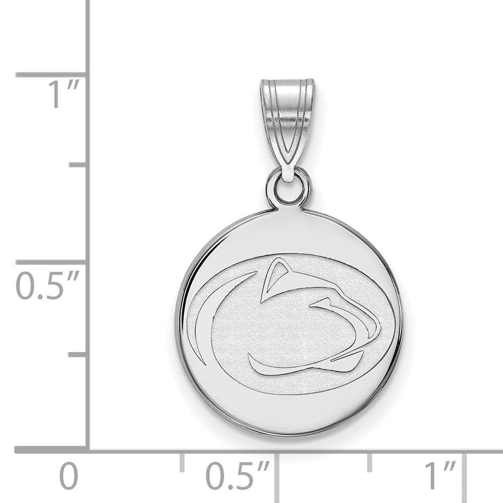 Alternate view of the 10k White Gold Penn State Medium Logo Disc Pendant by The Black Bow Jewelry Co.