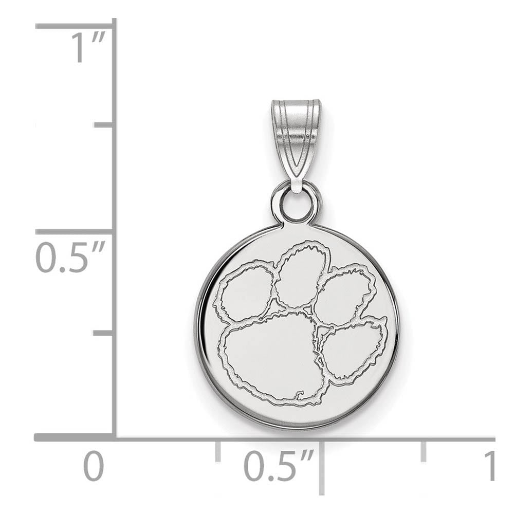 Alternate view of the 10k White Gold Clemson U Small Disc Pendant by The Black Bow Jewelry Co.