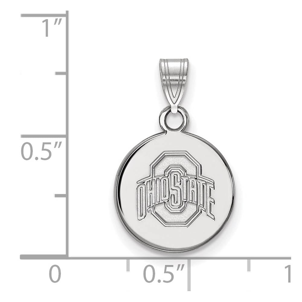 Alternate view of the 10k White Gold Ohio State Small Disc Pendant by The Black Bow Jewelry Co.