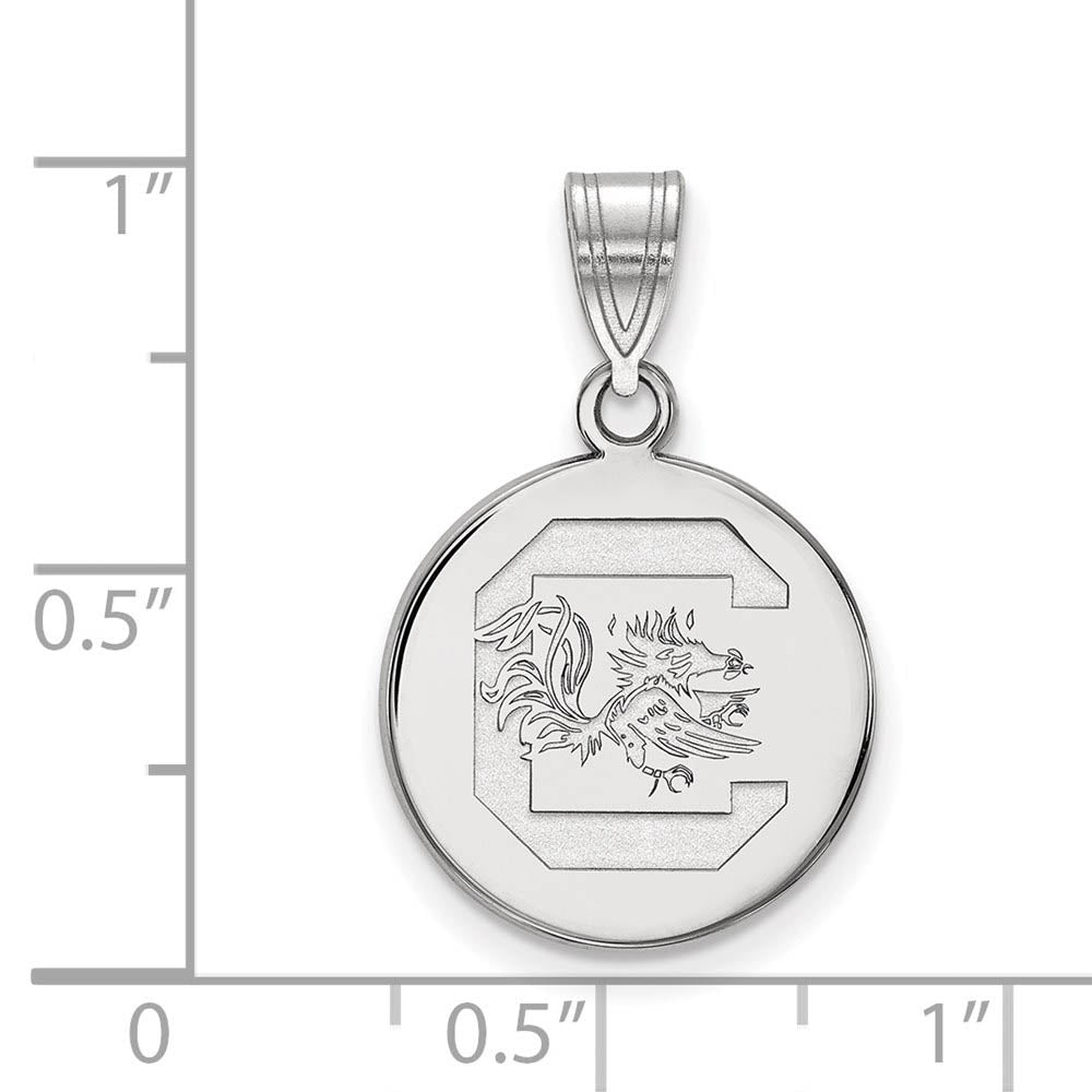 Alternate view of the 10k White Gold South Carolina Medium Disc Pendant by The Black Bow Jewelry Co.