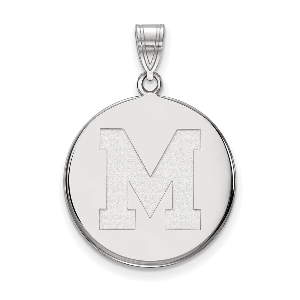 10k White Gold U. of Memphis Large Initial M Disc Pendant, Item P23520 by The Black Bow Jewelry Co.