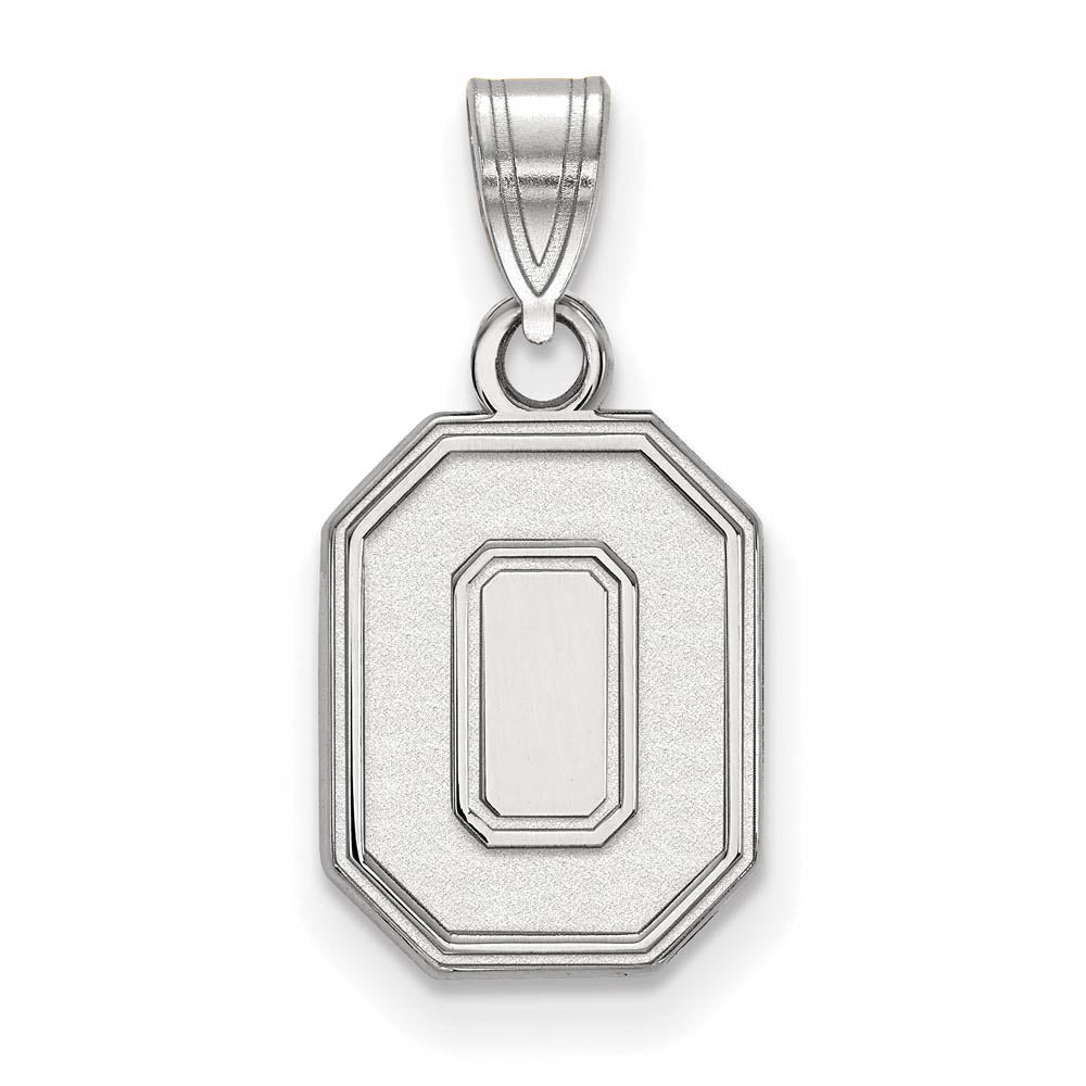 10k White Gold Ohio State Small 'O' Pendant, Item P23562 by The Black Bow Jewelry Co.