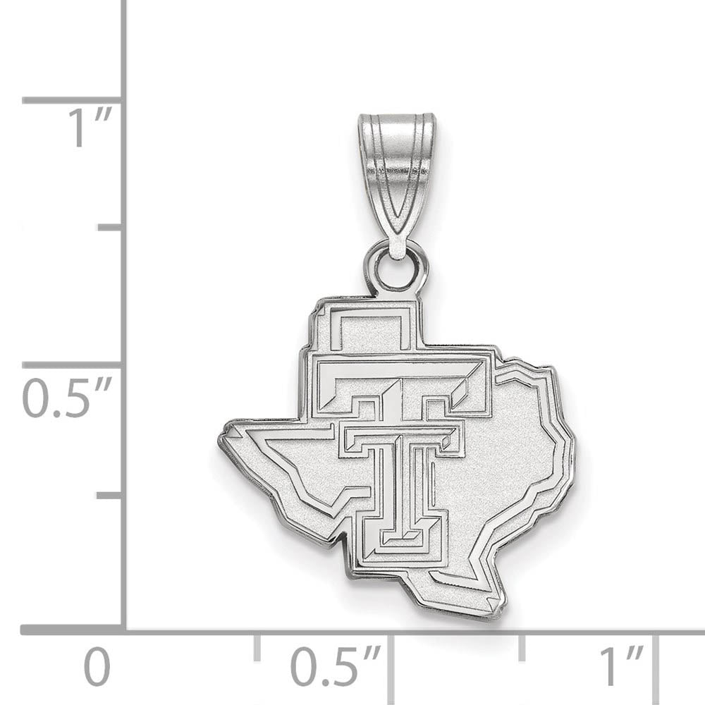 Alternate view of the 10k White Gold Texas Tech U. Medium Logo Pendant by The Black Bow Jewelry Co.