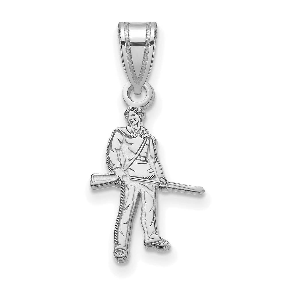 10k White Gold West Virginia U. Medium Mascot Pendant, Item P23571 by The Black Bow Jewelry Co.